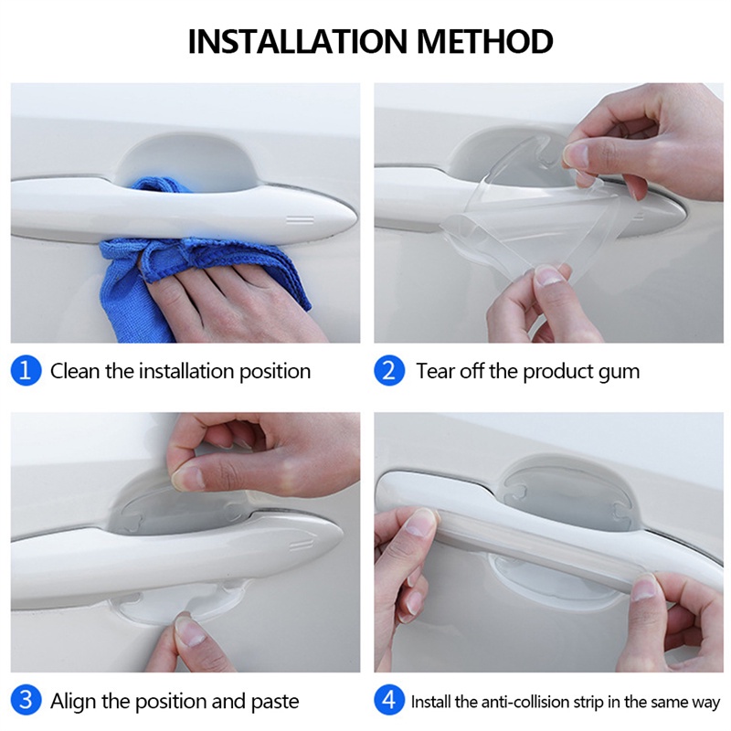 Bộ 8 miếng dán bảo vệ chống trầy xước dành cho tay nắm cửa ô tô