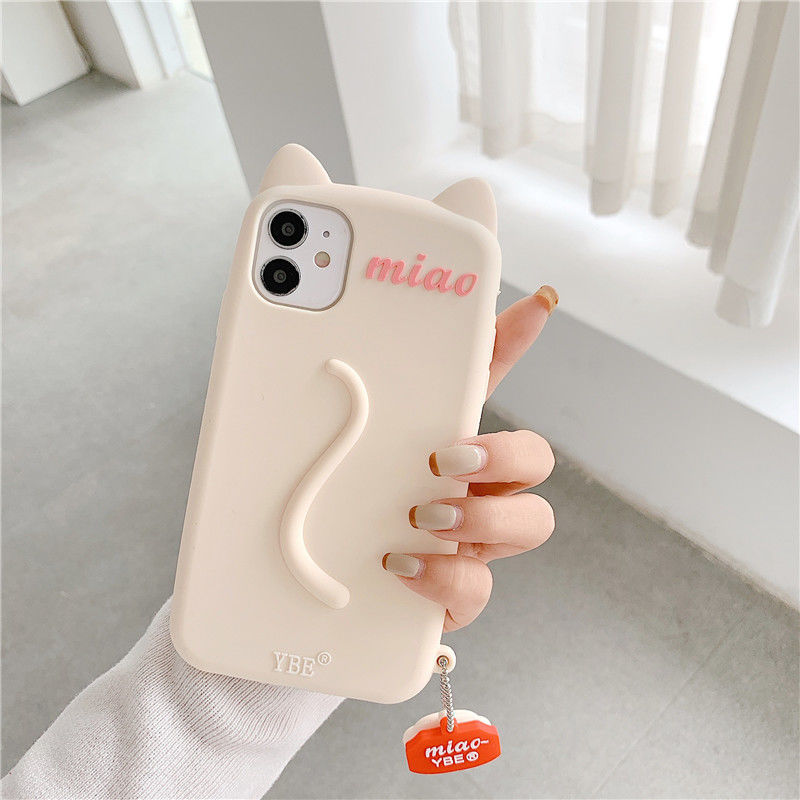 Ốp Lưng Silicone Hình Mèo Dễ Thương Cho Iphone 6 / 6s / 6p / 6sp / Se / 7 / 7p / 8 / 8p / X / Xs / Xsmax / Xr / 11 / 12 / Mini / Pro / Promax