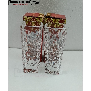 BÌNH HOA THỦY TINH HOA VĂN 15CM VUÔNG