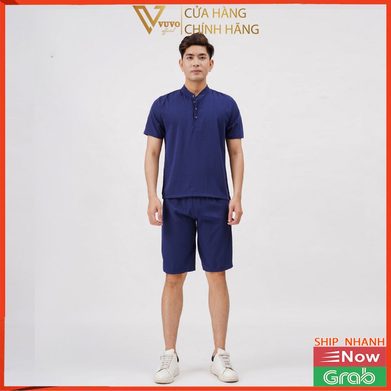 Bộ Đũi Nam Chất Lượng Cao Gồm Áo Tay Ngắn Và Quần Short Đồng Màu | BigBuy360 - bigbuy360.vn