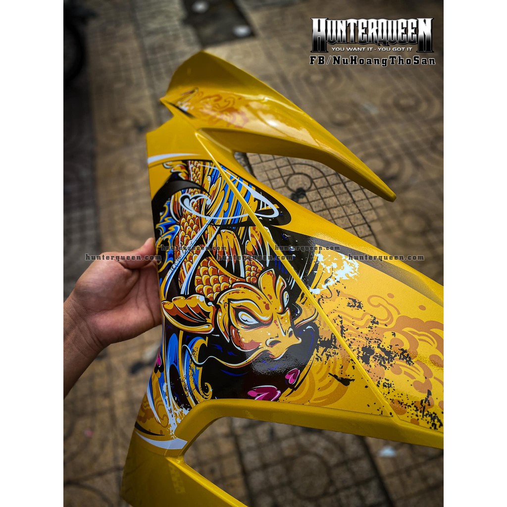 Tem rời dán xe Exciter 150. Mẫu cá chép vàng, decal cao cấp chống nước