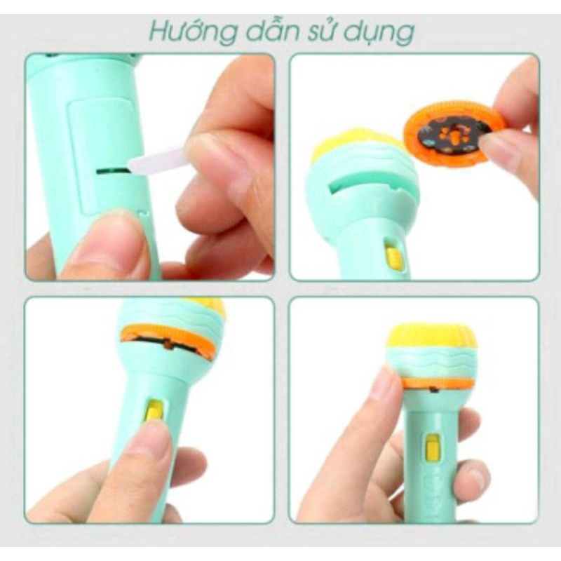 sẵn pin - Đèn pin chiếu hình cho bé 24 hình động vật ngộ nghĩnh.