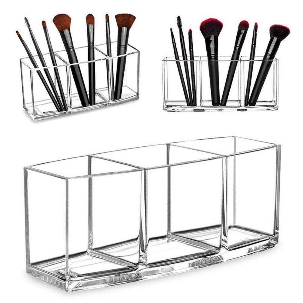 Giá Đỡ Cọ Trang Điểm 3 Ngăn Bằng Acrylic Tiện Dụng
