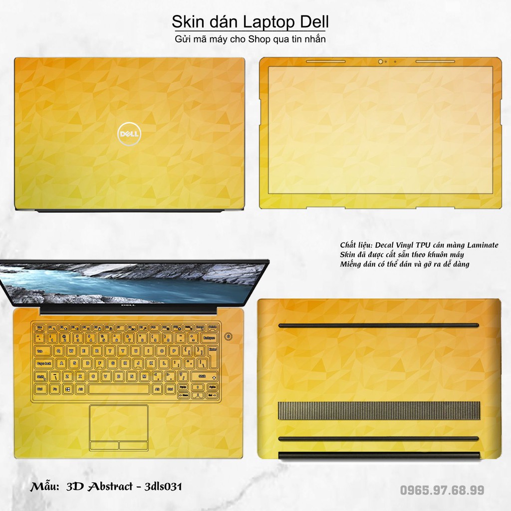 Skin dán Laptop Dell in hình 3D Color (inbox mã máy cho Shop)