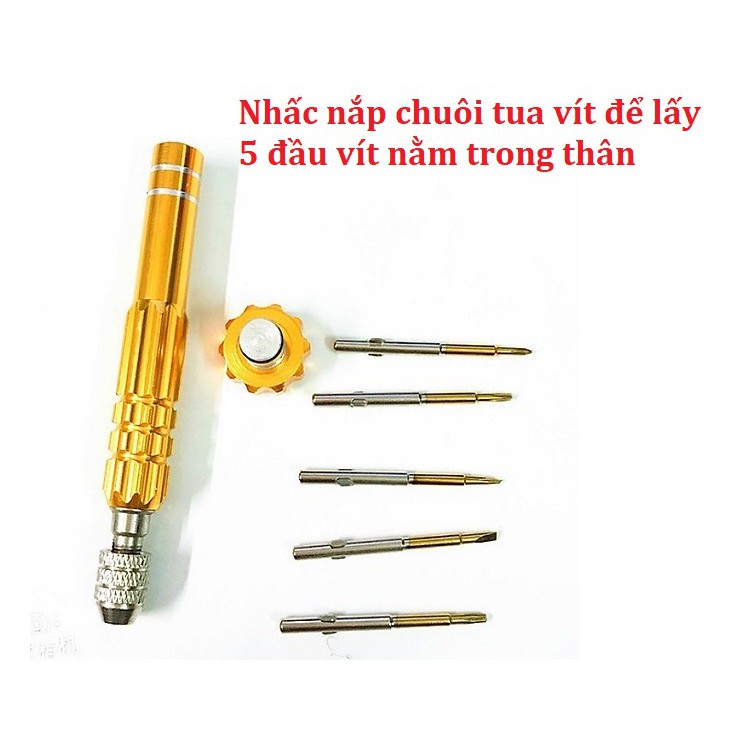 Chọn màu - Bộ tua vít 5 đầu sửa chữa điện thoại, laptop - Bộ tô vít có từ tính