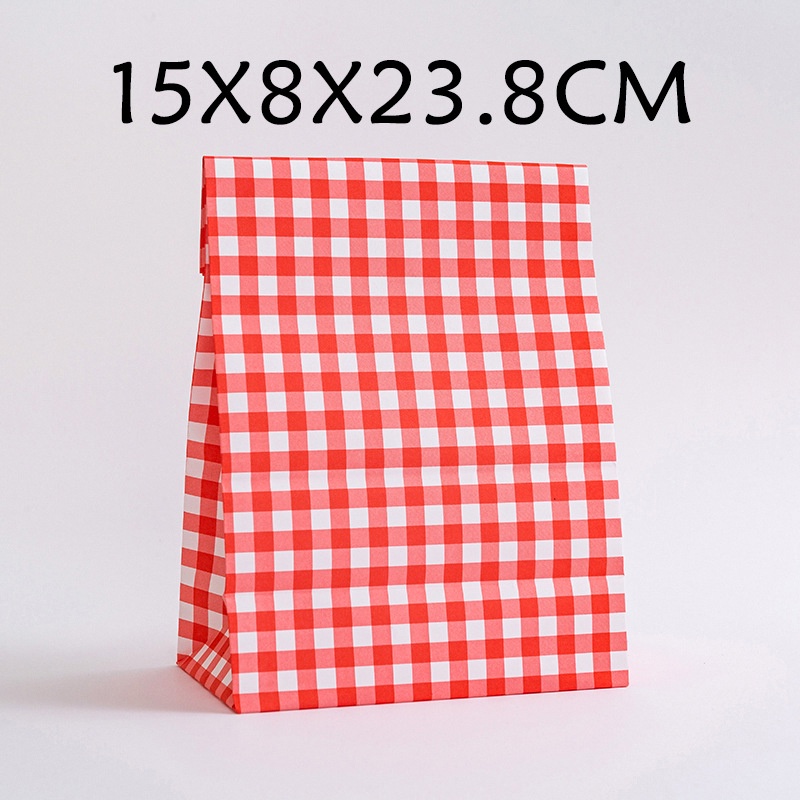 Set 5 túi giấy họa tiết kẻ sọc caro đựng bánh kẹo dễ thương cho học sinh