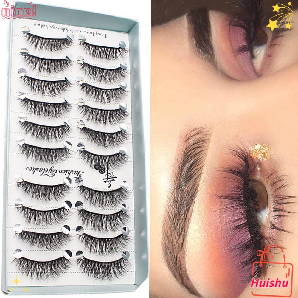 ✣Hs✣ Set 10 Cặp Lông Mi Giả Làm Đẹp Tự Nhiên Có Thể Tái Sử Dụng Cho Nữ