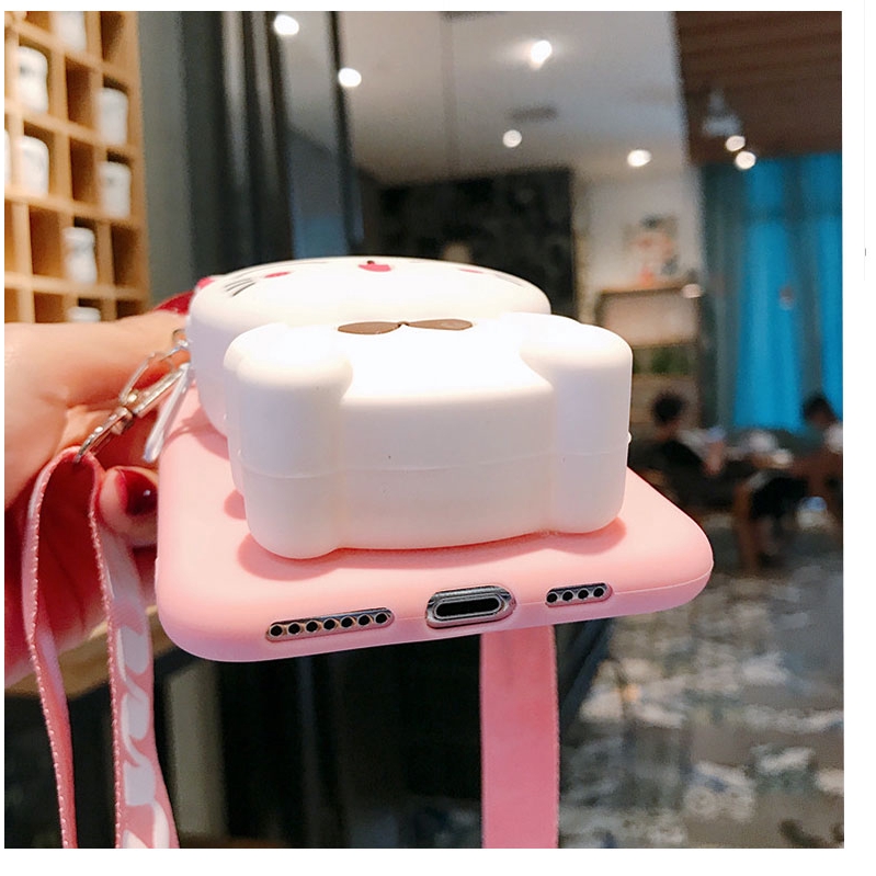 Cartoon gấu mèo Zipper Ví điện thoại Ốp lưng iphone11 pro max 5 5S SE 6 7 8plus X XR XS MAX Silicone Cover | BigBuy360 - bigbuy360.vn