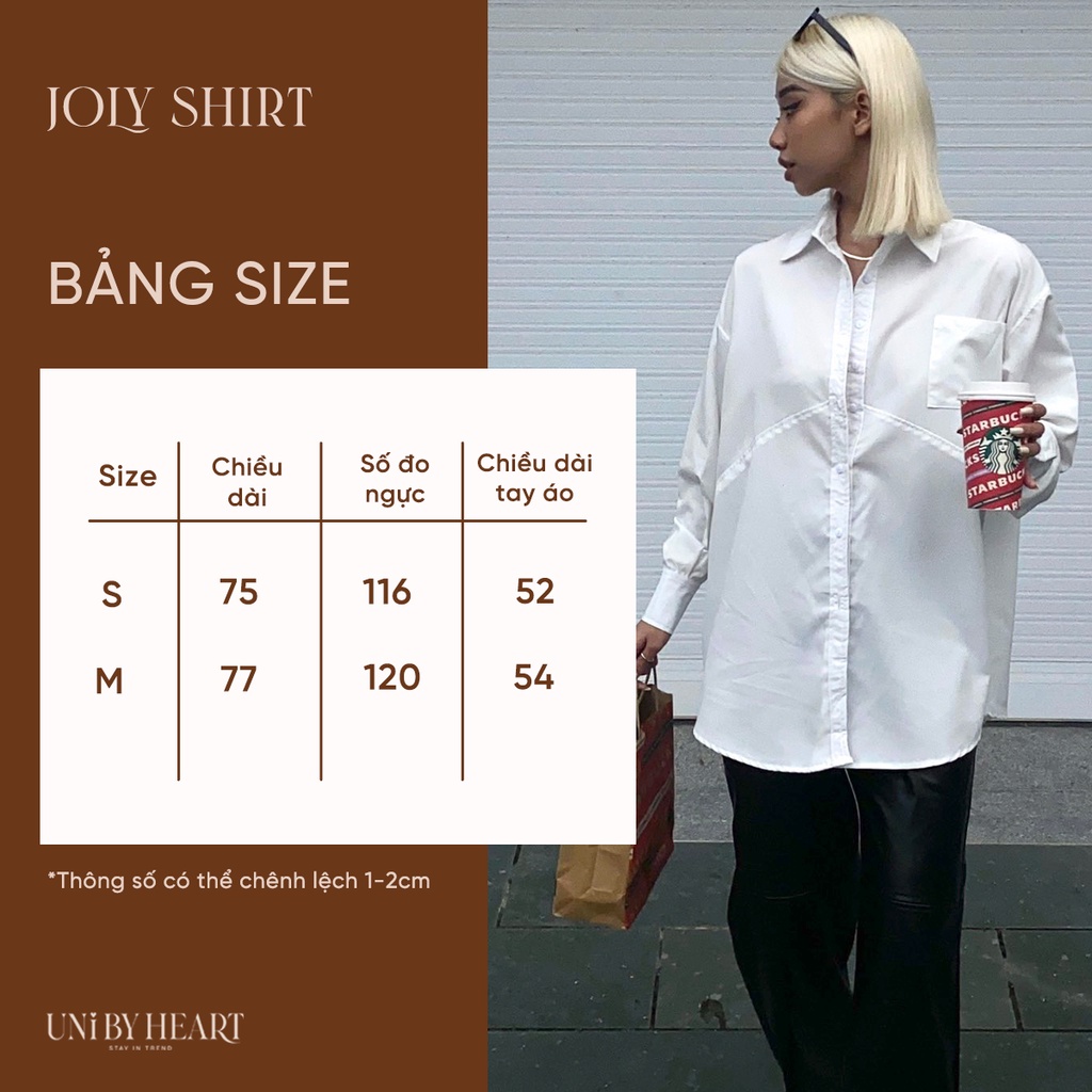 Áo sơ mi oversize Joly Shirt SMI003 dáng rộng trendy, thoải mái dễ phối đồ - Uni By Heart