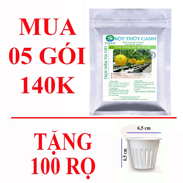 Dung dịch thủy canh combo 5 gói 140k tặng 100 rọ