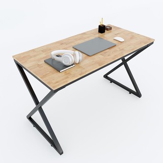 Bàn làm việc chữ X [50x100x75Cm], mặt gỗ cao su tự nhiên100% chống thấm nước chân sắt thép hợp kim sơn tĩnh điện cao cấp