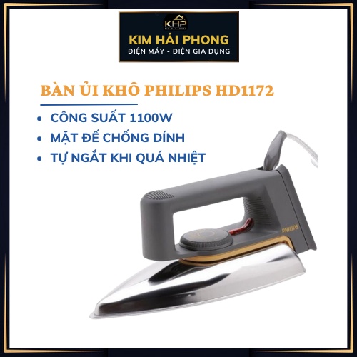 Bàn ủi khô Philips HD1172, bàn là du lịch gai dụng chính hãng [kimhaiphong_store ]