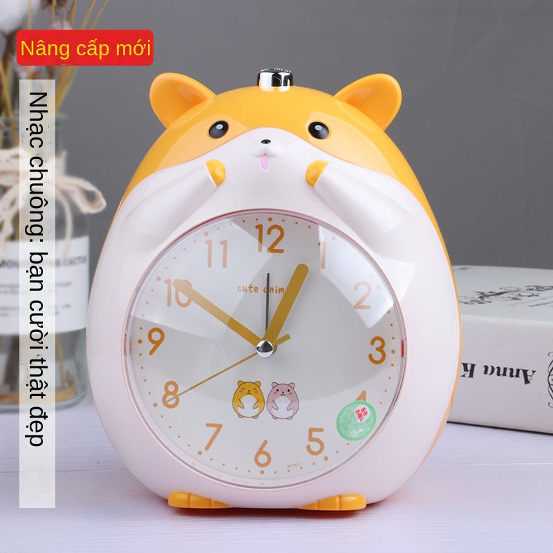 ✽⊕Đồng hồ báo thức đèn ngủ im lặng hoạt hình dễ thương sáng tạo cho học sinh và trẻ em học dậy ở nhà với báo thức âm nhạ