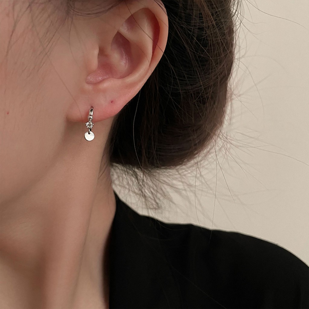 Bông Tai Hình Tròn Lớn Đính Đá Zircon Sang Trọng Thời Trang Mùa Đông Cho Nữ