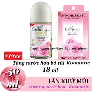 Enchanteur - Lăn khử mùi hương nước hoa Romantic 50 ml + Tặng nước hoa bỏ túi 18 ml