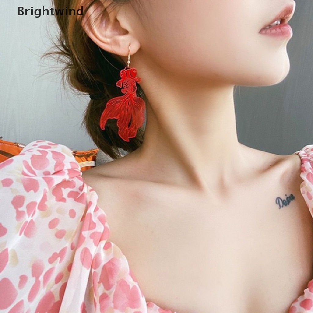 [Brightwind] Fashion Koi Earrings Pendant Hollow Goldfish Drop Earring for Women Gift Jewelry Hot Sell