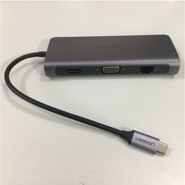 Hub mở rộng USB type-C to HDMI/VGA/ Hub USB 3.0/ SD/TF/Lan Gigabit chính hãng Ugreen