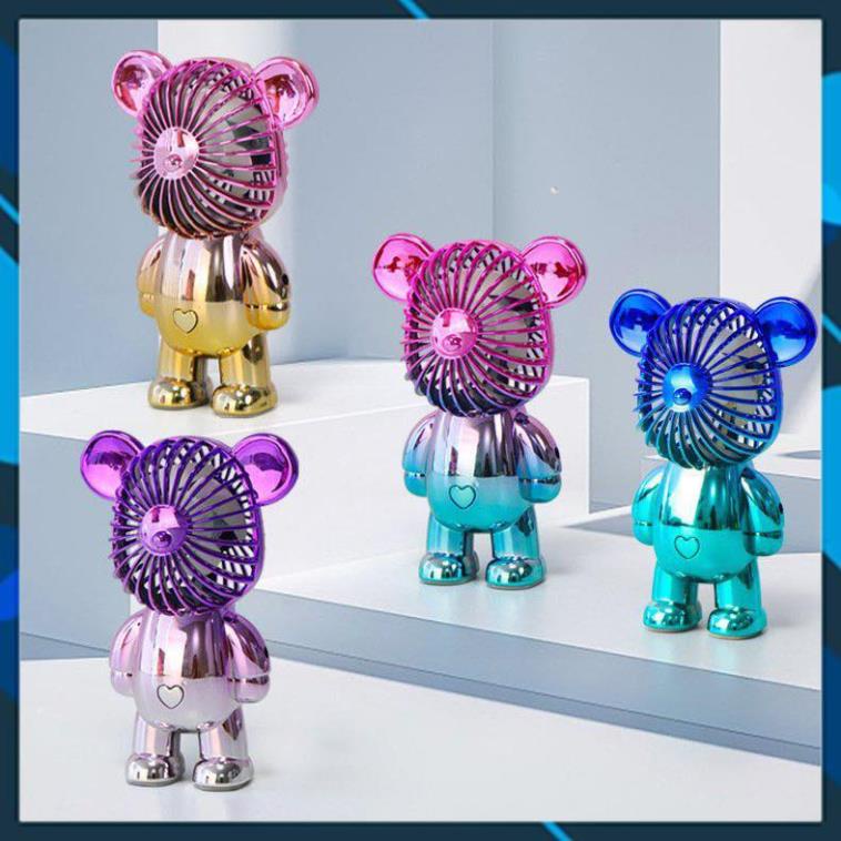 Quạt mini tích điện cầm tay hình gấu Bearbrick siêu dễ thương có cổng sạc USB