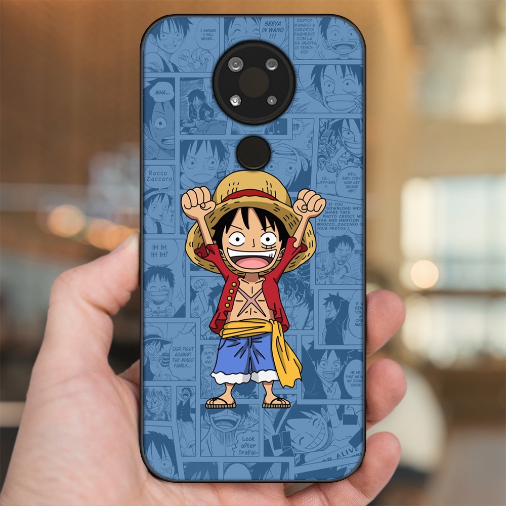 Ốp lưng Nokia 3.4 viền đen in hình Luffy One Piece