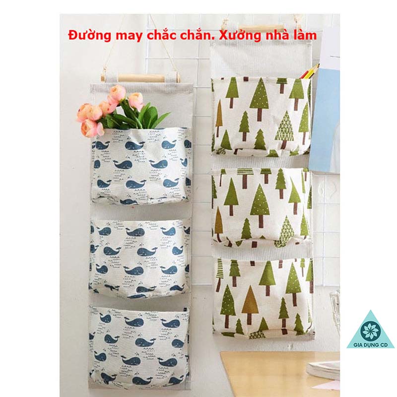 Túi Vải Treo Tường 3 Ngăn Đa Năng, Đựng Đồ Cá Nhân Tiện Dụng - Văn Phòng Phẩm Sáng Tạo( Túi 3 NGĂN )