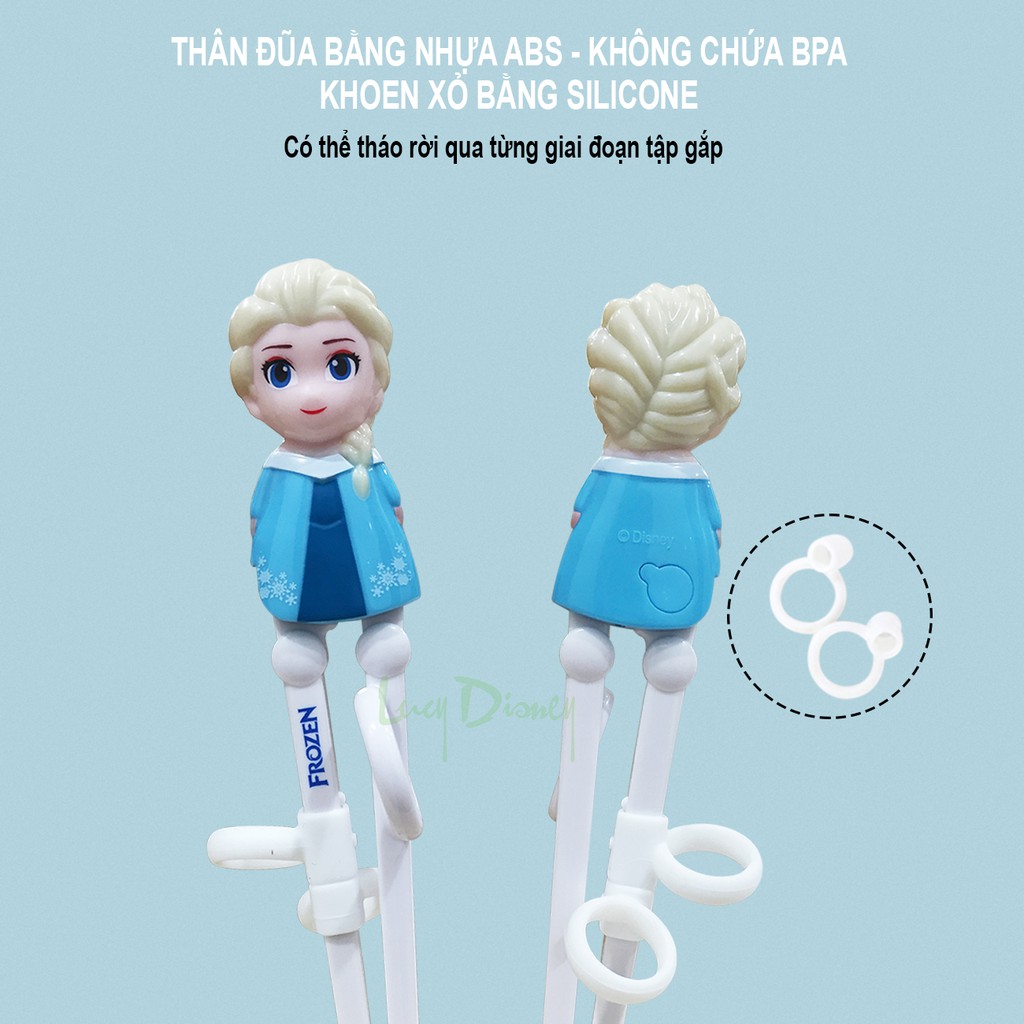 Đũa tập ăn 3D hình Elsa, Anna (Nữ hoàng băng giá) 3 in 1，có ảnh thật -Disney