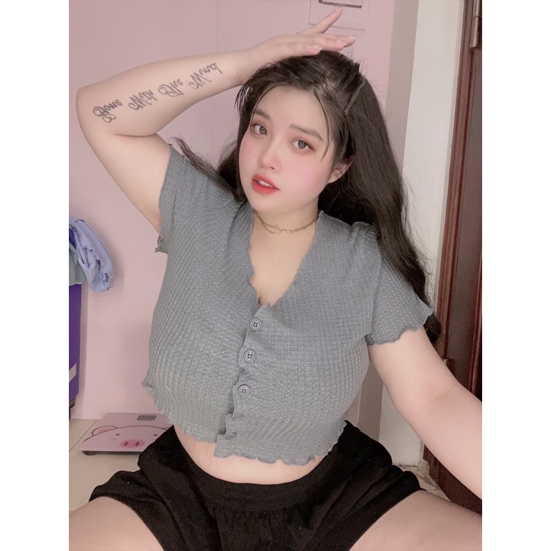 Áo bigsize cúc xanh