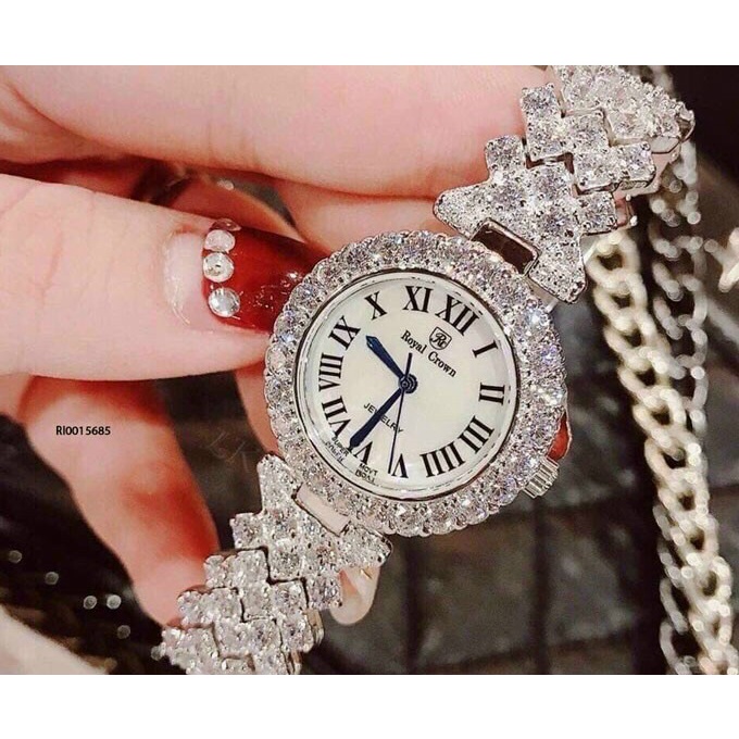 Đồng hồ đeo tay nữ, đồng hồ nữ ROYAL CROWN đính kim cương nhân tạo sáng lấp lánh cho nữ, siêu sang, giá cực rẻ