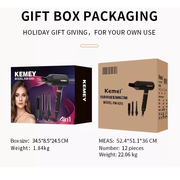 Mấy Sấy Uốn Chải Thẳng Tóc Dành Cho Salon Cao Cấp Kemey Km 9203