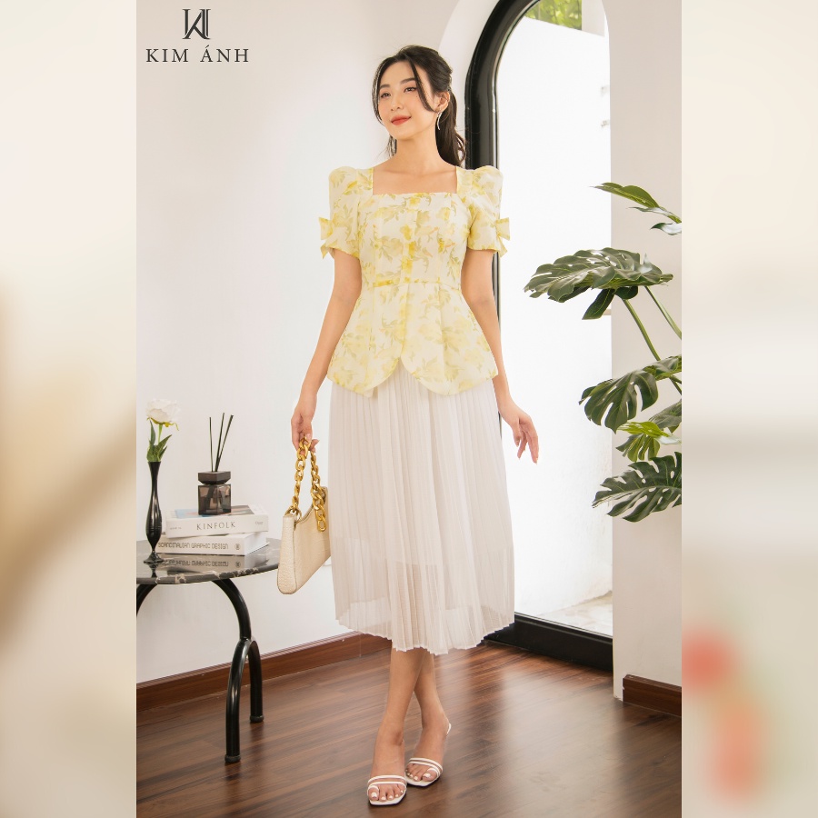 Áo Kiểu Thiết Kế Nữ, Áo Sơ Mi Nữ Công Sở Kim Ánh Maris Top Trẻ trung, Thanh Lịch,  AKSX37003