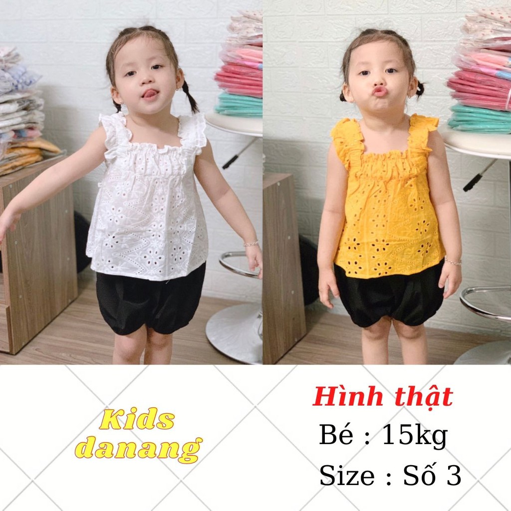 [ĐỒ BÉ GÁI] Quần Áo Trẻ Em Set Áo Dây Quần Đen Cực Xinh (8-20kg)