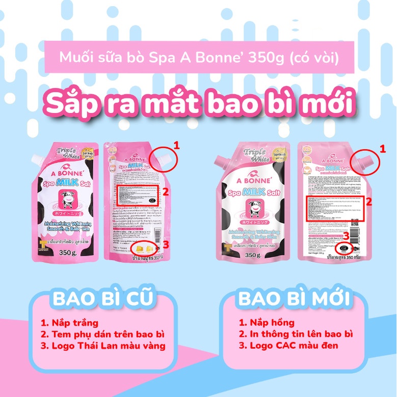 Muối tắm sữa bò tẩy tế bào chết A Bonne Spa Milk Salt Thái Lan 350 gam