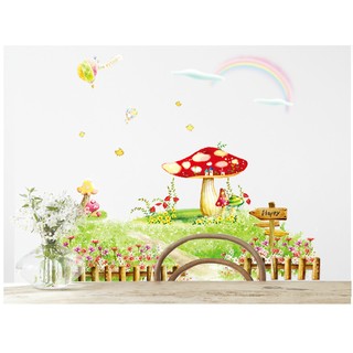 Decal dán tường decal trang trí hàng rào nấm 1 BINBIN EB99 (Có keo sẵn)