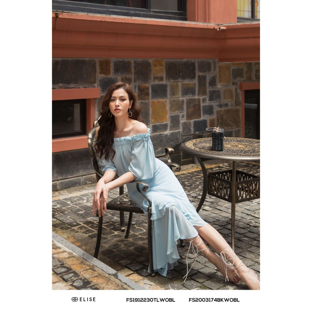 [Mã WABRLOW5 giảm 15% đơn 300K] Chân váy xanh bèo chéo gấu thiết kế Elise