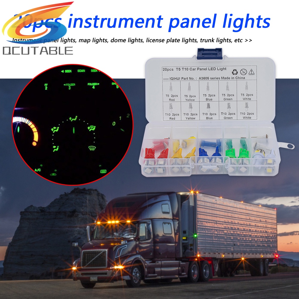 Set 20 bóng đèn T5 T10 LED cho xe hơi