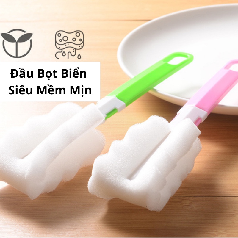 Bộ cọ lau rửa cốc ly thủy tinh, bình sữa, bình nước cao cấp, siêu sạch nhiều màu - BlueStore