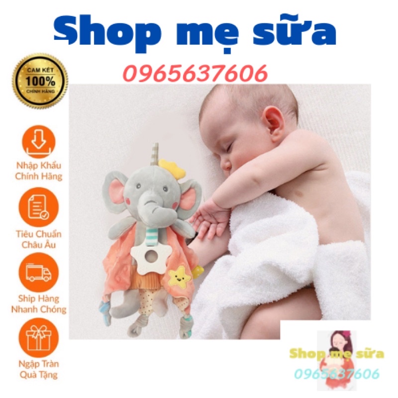 khăn doudou kèm súc sắc, gặm nướu treo nôi cho bé