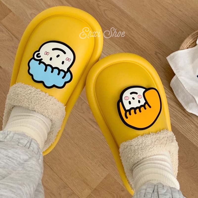 Dép Bông Đi Trong Nhà Mùa Đông Cỡ Lớn Hình Đầu Dễ Thương Cho Nam Và Nữ