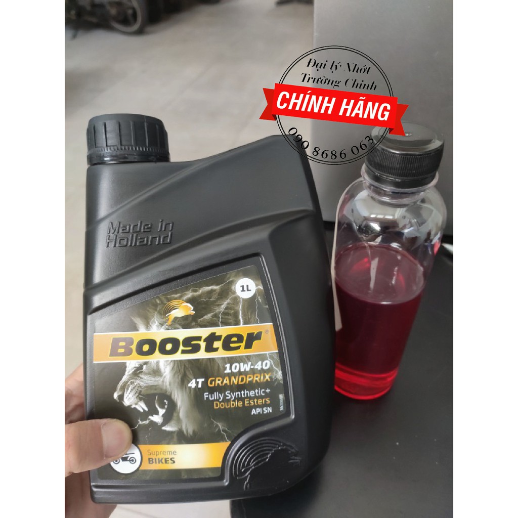 Nhớt Booster 4T Grandprix Fully Synthetic 10W40 1L dành cho xe số, tay côn