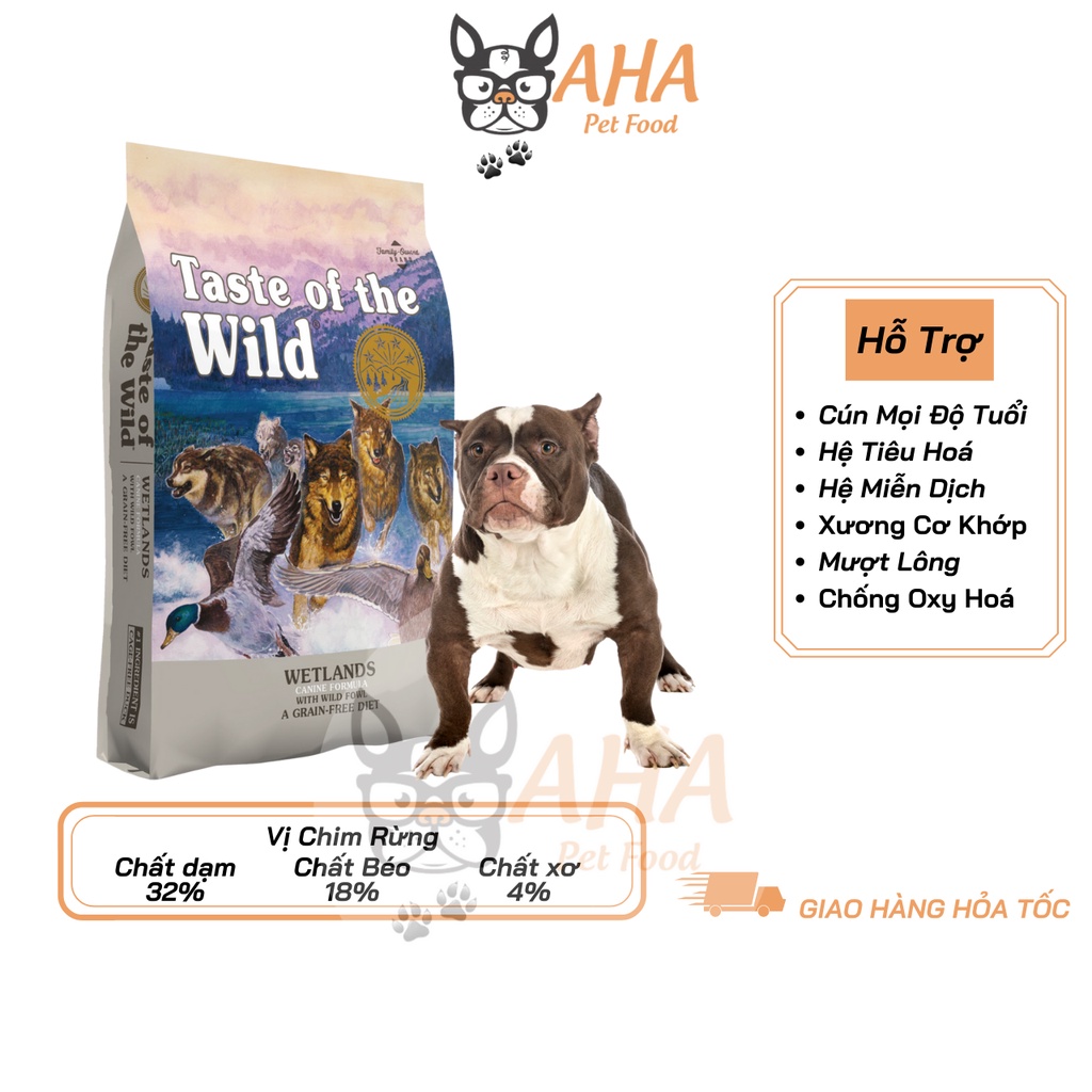 Thức Ăn Cho Chó Bully Taste Of The Wild Bao 500g - Wetlands Thức Ăn Cho Chó Vị Thịt Chim Rừng, Trái Cây Rau Củ Quả