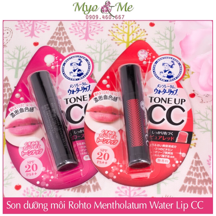 Son dưỡng môi có màu chống nắng, son BTS dùng Rohto Mentholatum Water Lip Tone Up CC Nhật Bản - SPF20/PA++++ 4.5g