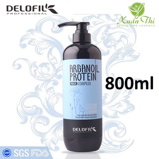 Dầu gội phục hồi dưỡng ẩm DELOFIL 800ml Arganoil Protein Pure Repair cho tóc hư tổn trở lại chắc khỏe, mềm mượt