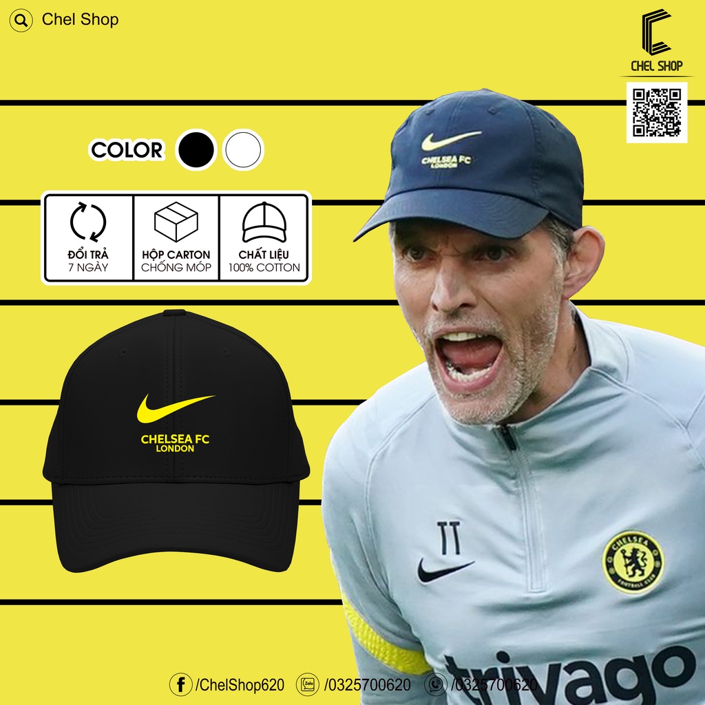 Mũ nón lưỡi trai cao cấp Chelsea FC kaki 100% cotton khóa kim loại