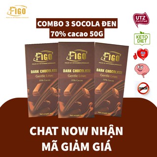 [Combo 3 Hộp] Kẹo Sô cô la đen 70% cacao ít đường, giảm cân 50g Figo