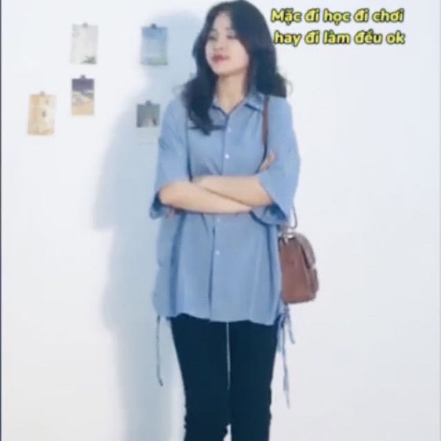 Sỉ Áo sơ mi nữ cộc tay rút dây nhiều mầu chất lụa mát rũ đẹp, thiết kế áo somi nữ phong cách