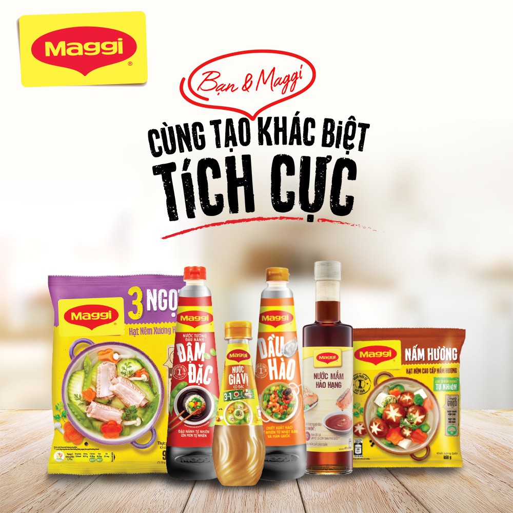 Combo Maggi gia vị đậm đà: 1 nước tương đậu nành đậm đặc 700ml + 1 hạt nêm xương hầm 3 ngọt heo 900g + 1 dầu hào 820g