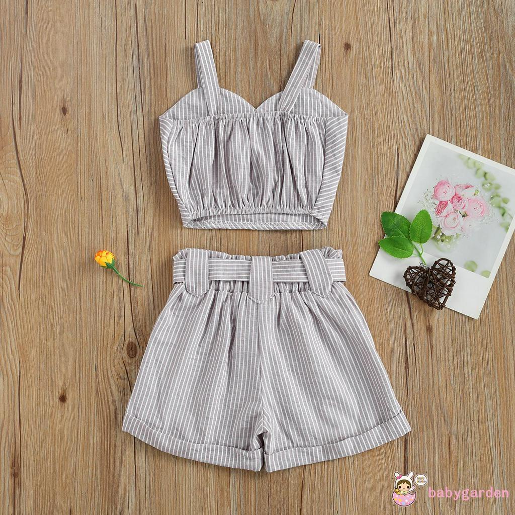 Bộ Áo Và Quần Kẻ Sọc Cho Bé Gái Từ 2-7 Tuổi