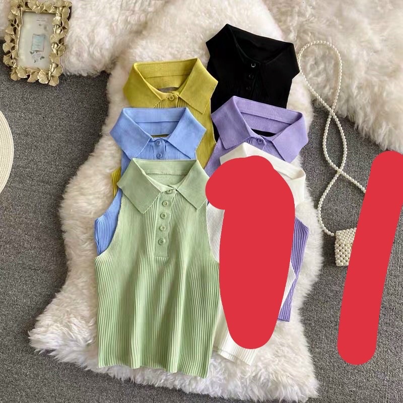 Áo YẾM Cổ Bẻ chất len dệt kim nhiều màu☘️☘️☘️n