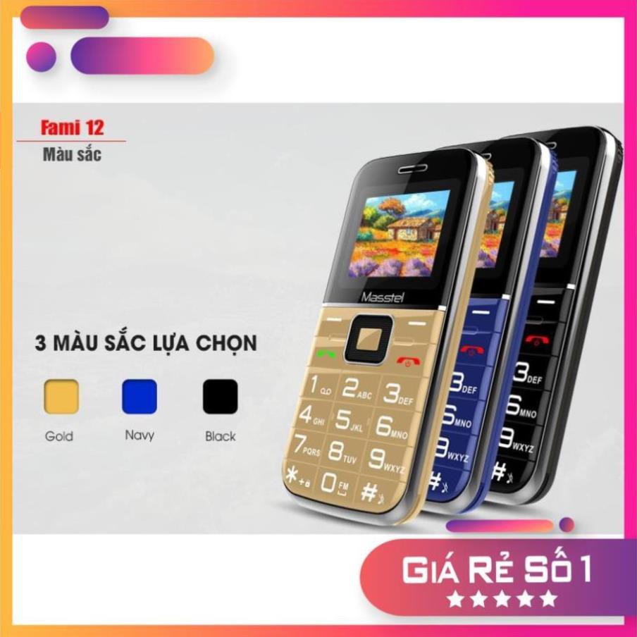 💥 Free Ship💥Điện Thoại Người Già Masstel Fami 12, 2 Sim, Loa To, Bàn Phím To