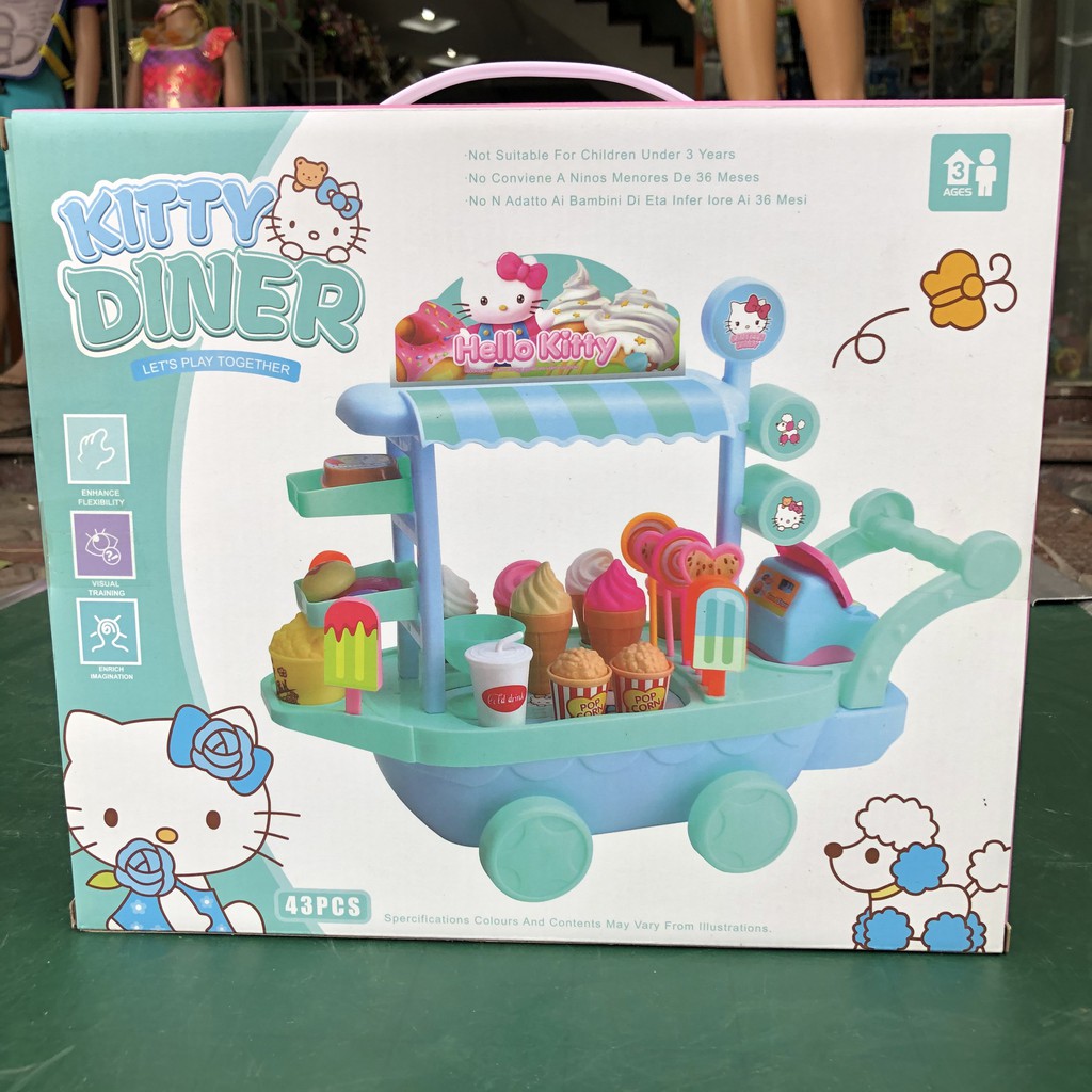 Đồ chơi xe đẩy bán kem Hello Kitty cho bé 43 chi tiết YY581