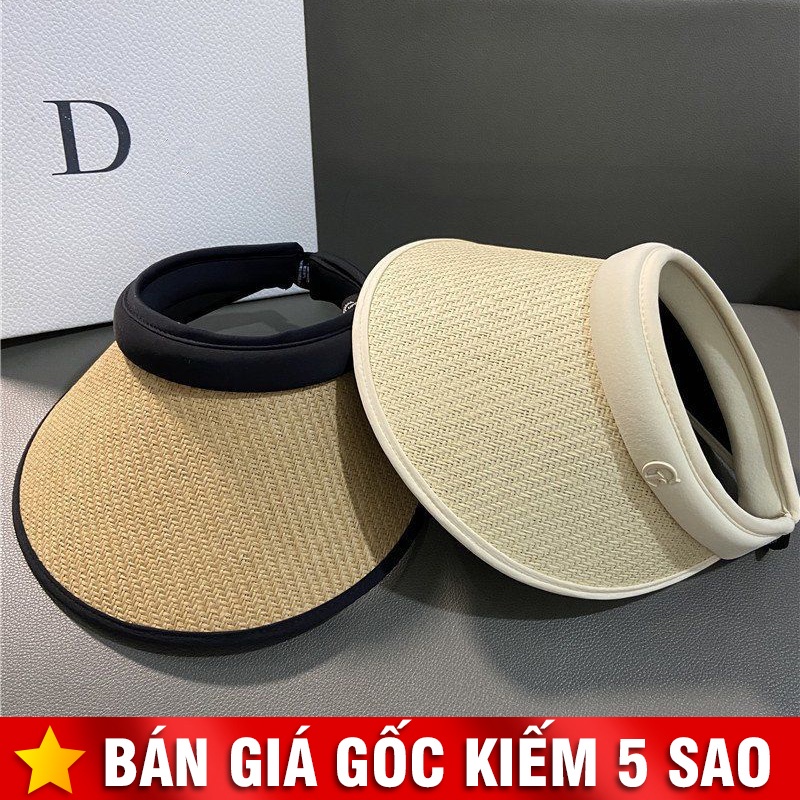 Mũ Cói Hở Đầu CHỮ G🌸FREESHIP🌸MŨ CÓI ĐI BIỂN SANG CHẢNH Vành Lớn Phối Viền Có Lớp Chống UV